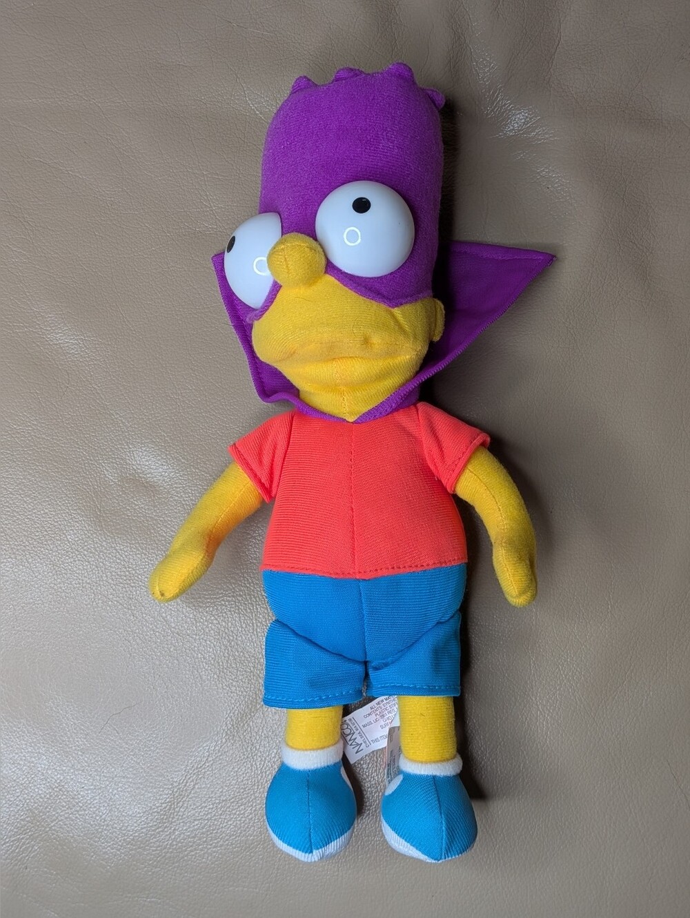 2005 The Simpsons Kid Bartman Plush Toy - Purple Hood, Red Shirt